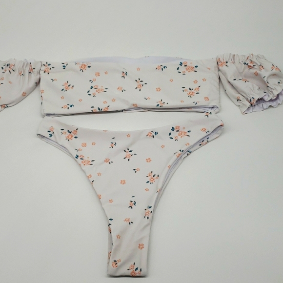 Ivory Boho Off Shoulder Bandeau High Waist Bikini - Picture 9 of 9